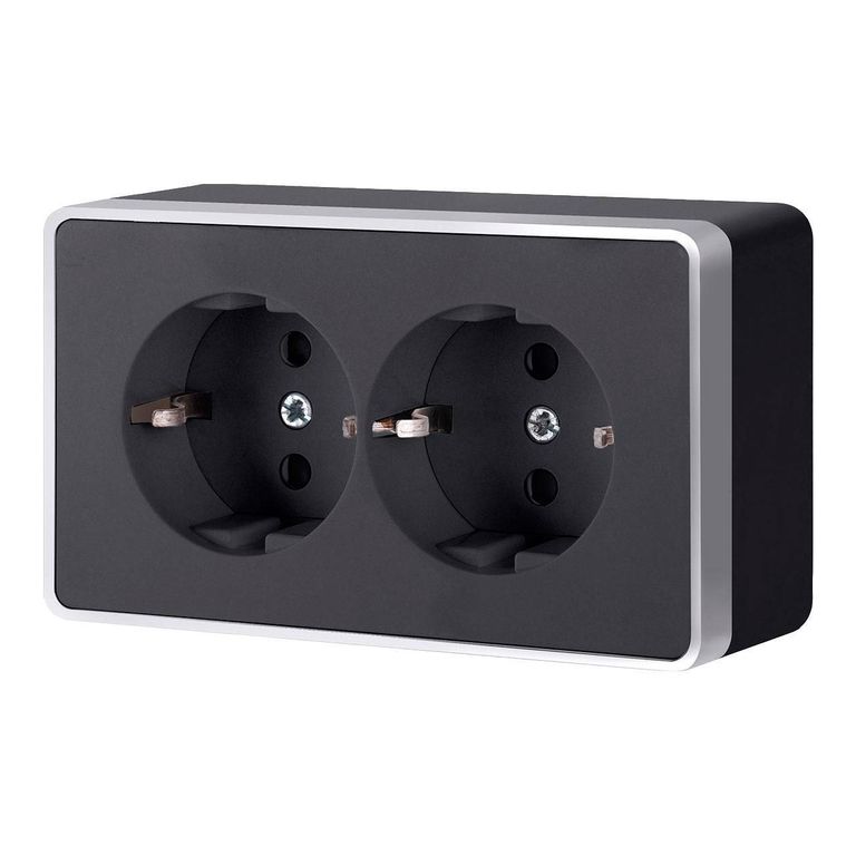 РОЗЕТКА 2М С З/К ОУ GALLANT WL15--02-03 ЧЕРНЫЙ/СЕРЕБРО WERKEL