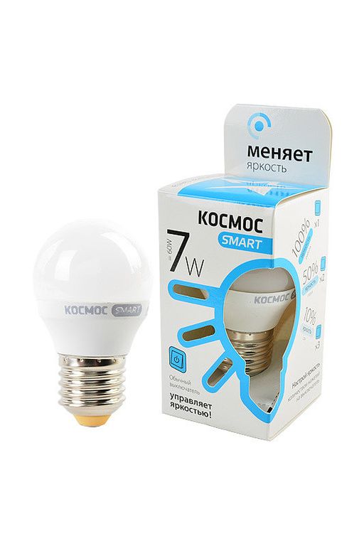 ЛАМПА E27 7W GL45 220V LED 4500K 3 УРОВНЯ ЯРКОСТИ КОСМОС