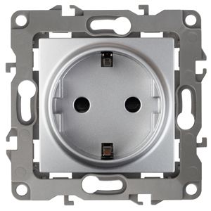 12-2001-03 РОЗЕТКА 2Р+Е SCHUKO16АХ-250В БЕЗ М. ЛАПОК, АЛЮМ. ЭРА