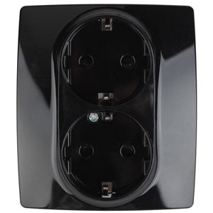 12-2104-06 РОЗЕТКА 2Х2Р+Е SCHUKO16АХ-250В СО ШТОРКАМИ ЧЕРНЫЙ ЭРА