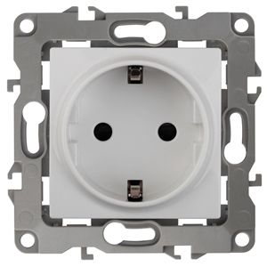 12-2102-01 РОЗЕТКА 2Р+Е SCHUKO16АХ-250В СО ШТОРКАМИ БЕЛЫЙ ЭРА